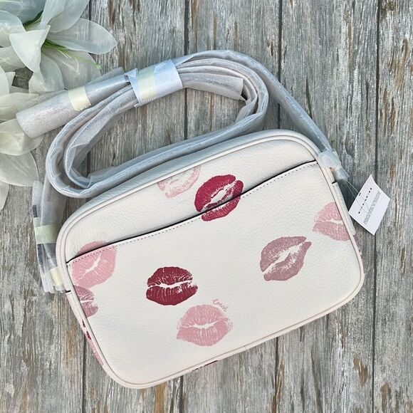 Coach Jamie Camera Bag With Lips Print Crossbody Purse Leather - Picture 5 of 6